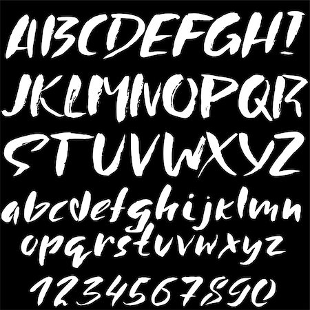 simsearch:400-08648601,k - Hand drawn font made by dry brush strokes. Grunge style alphabet. Handwritten font. Vector illustration Foto de stock - Royalty-Free Super Valor e Assinatura, Número: 400-08955690