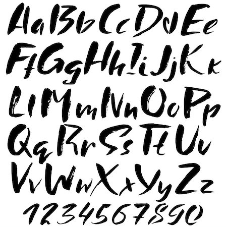 simsearch:400-08648601,k - Hand drawn font made by dry brush strokes. Grunge style alphabet. Handwritten font. Vector illustration Foto de stock - Royalty-Free Super Valor e Assinatura, Número: 400-08955691