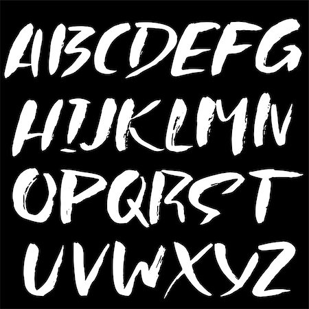 simsearch:400-08980863,k - Hand drawn font made by dry brush strokes. Grunge style alphabet. Handwritten font. Vector illustration Photographie de stock - Aubaine LD & Abonnement, Code: 400-08955692