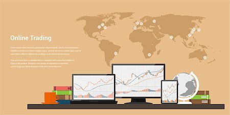 simsearch:400-07169223,k - flat style web banner on stock trading concept, online trading, stock market analysis, business and investment, forex exchange Stock Photo - Budget Royalty-Free & Subscription, Code: 400-08955770