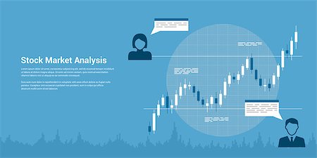 simsearch:400-06566764,k - picture of candlestick graph with icons of people, flat style banner, stock market analysis, forex trading, business analytics, investmen concept Fotografie stock - Microstock e Abbonamento, Codice: 400-08955771