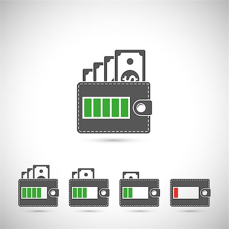 set of silhouette icons, wallet charge, wallet battery Stock Photo - Budget Royalty-Free & Subscription, Code: 400-08955773