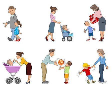 simsearch:400-08932328,k - Vector illustration of a parents with children Foto de stock - Super Valor sin royalties y Suscripción, Código: 400-08955828