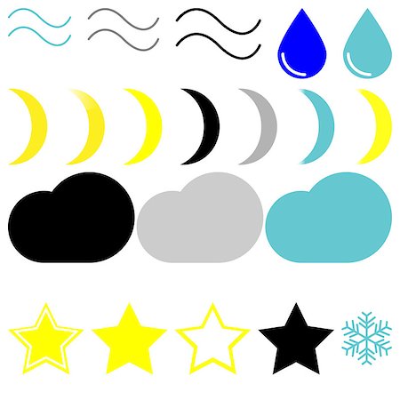 simsearch:400-04088772,k - Symbol whether: wind, drop, moons, clouds, stars and snowflake - set icons. Stock Photo - Budget Royalty-Free & Subscription, Code: 400-08955893