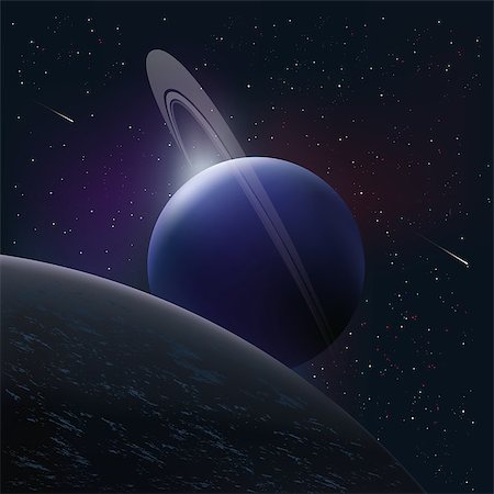bright planet in space around the comet and stars. Vector illustration Stock Photo - Budget Royalty-Free & Subscription, Code: 400-08955947