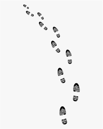 footprints on a path vector - Trail of shoes prints, turn left, vector Stock Photo - Budget Royalty-Free & Subscription, Code: 400-08955988
