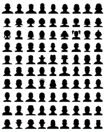 simsearch:400-06944565,k - Black silhouettes of avatar profiles, vector Foto de stock - Super Valor sin royalties y Suscripción, Código: 400-08955990