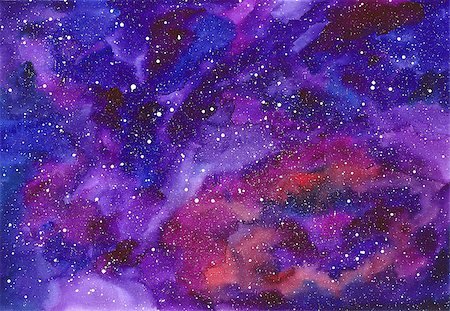 Space abstract hand painted watercolor background. Texture of night sky. Hand draw galaxy with stars. Stock Photo - Budget Royalty-Free & Subscription, Code: 400-08956027