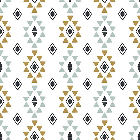 drawn baby - Seamless hand drawn geometric tribal pattern with rhombuses and triangles. Vector navajo design illustration. Stock Photo - Budget Royalty-Free & Subscription, Code: 400-08956096