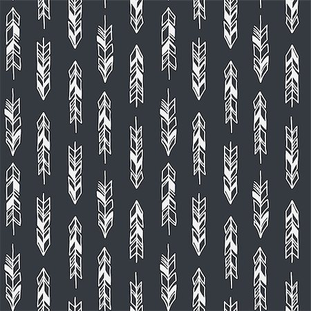 drawn baby - Seamless hand drawn geometric tribal pattern with feathers. Vector aztec design illustration. Stock Photo - Budget Royalty-Free & Subscription, Code: 400-08956099