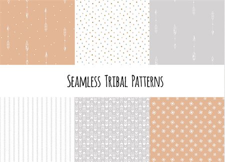 drawn baby - Set of modern seamless hand drawn geometric tribal patterns. Vector aztec design illustration. Stock Photo - Budget Royalty-Free & Subscription, Code: 400-08956106