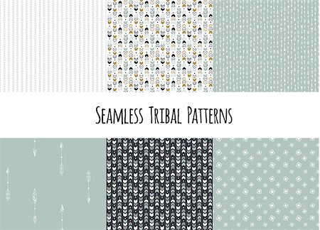 drawn baby - Set of modern seamless hand drawn geometric tribal patterns. Vector aztec design illustration. Stock Photo - Budget Royalty-Free & Subscription, Code: 400-08956103