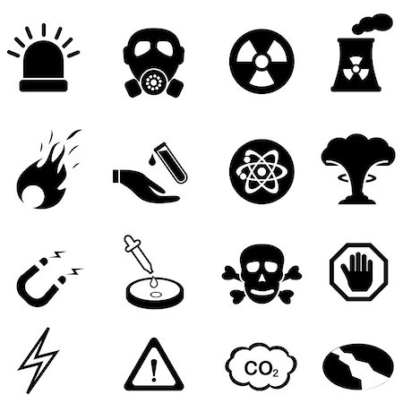 Warning, safety and danger signs icon set Stock Photo - Budget Royalty-Free & Subscription, Code: 400-08956144