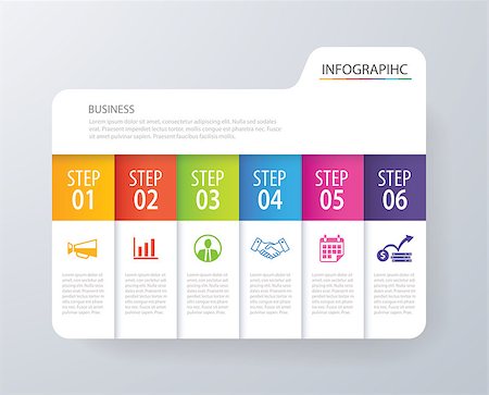 Infographic tab index design vector and marketing template business. Can be used for workflow layout, diagram, annual report, web design. Business concept with 6 options, steps or processes. Stock Photo - Budget Royalty-Free & Subscription, Code: 400-08956248