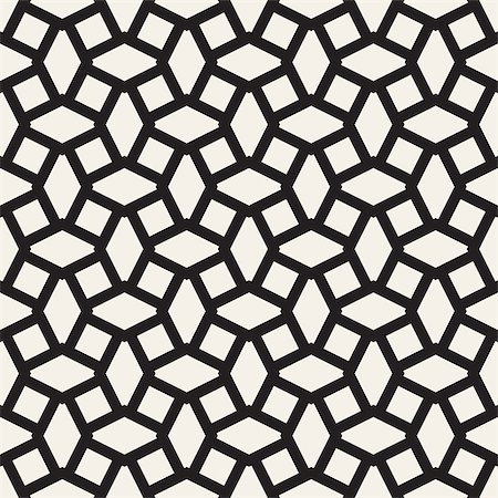 simsearch:400-09045556,k - Geometric Ornament With Striped Interlacing Rhombuses. Vector Seamless Monochrome Pattern. Modern Stylish Texture. Stockbilder - Microstock & Abonnement, Bildnummer: 400-08956255