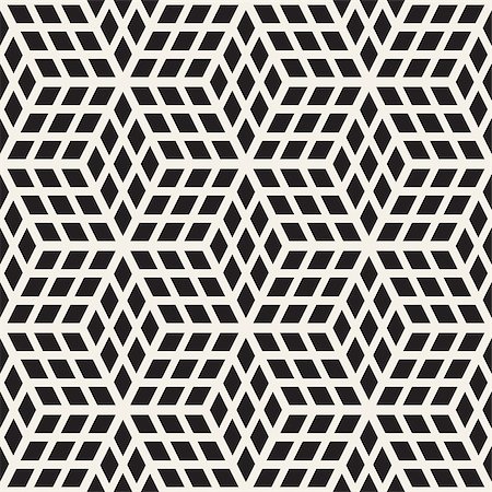 simsearch:400-08415945,k - Cubic Grid Tiling Endless Stylish Texture. Abstract Geometric Background Design. Vector Seamless Black and White Pattern. Stockbilder - Microstock & Abonnement, Bildnummer: 400-08956305