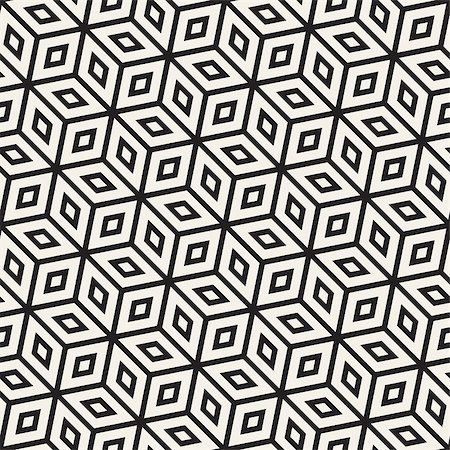 simsearch:400-08415945,k - Cubic Grid Tiling Endless Stylish Texture. Abstract Geometric Background Design. Vector Seamless Black and White Pattern. Stockbilder - Microstock & Abonnement, Bildnummer: 400-08956329