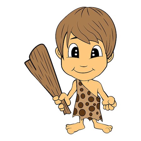 simsearch:400-08956391,k - Illustration of Isolated Cartoon Stone Age Cute Cave Boy. Vector EPS 8. Stock Photo - Budget Royalty-Free & Subscription, Code: 400-08956384