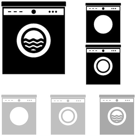 simsearch:400-05261154,k - Grey and black washer on the white background this is set icons. Foto de stock - Super Valor sin royalties y Suscripción, Código: 400-08956413