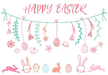 simsearch:400-07552577,k - Happy Easter banner with hand drawn vector design elements Photographie de stock - Aubaine LD & Abonnement, Code: 400-08956465