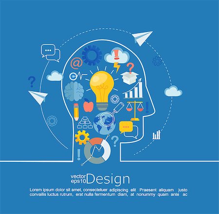 simsearch:400-08756550,k - Concept of big ideas inspiration innovation, invention, effective thinking, text. Infographic in line style with flat set business icon, vector illustration. Stock Photo - Budget Royalty-Free & Subscription, Code: 400-08956478
