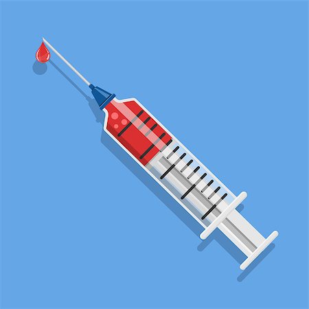simsearch:400-09109813,k - icon plastic medical syringe with needle and drop in flat style, concept of vaccination, injection, isolated vector illustration Stock Photo - Budget Royalty-Free & Subscription, Code: 400-08956504