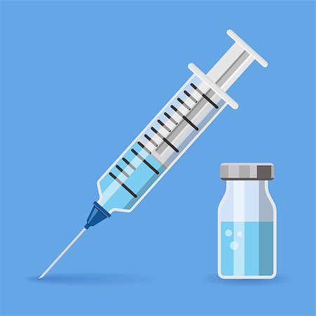 simsearch:400-07971658,k - icon plastic medical syringe with needle and vial in flat style, concept of vaccination, injection, isolated vector illustration Stockbilder - Microstock & Abonnement, Bildnummer: 400-08956517