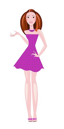 Vector illustration of a girl in cute polka dot dress Stock Photo - Budget Royalty-Free & Subscription, Code: 400-08956658