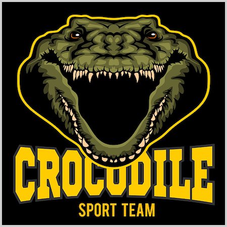 Crocodile mascot for a sport team on dark background. Vector illustration. Stock Photo - Budget Royalty-Free & Subscription, Code: 400-08956818