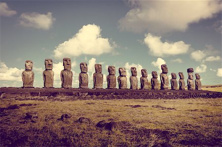 simsearch:400-08626060,k - Moais statues, ahu Tongariki, easter island, Chile Stock Photo - Budget Royalty-Free & Subscription, Code: 400-08956848