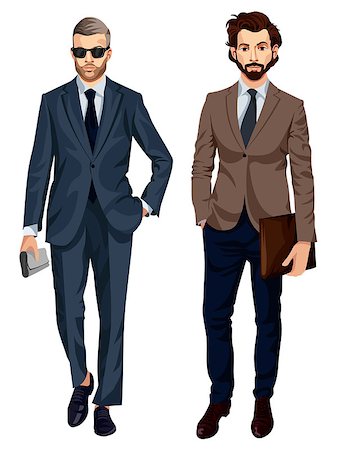 Vector illustration of a two modern fashionable businessmen Stock Photo - Budget Royalty-Free & Subscription, Code: 400-08956933