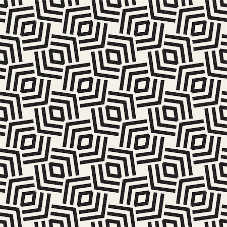 simsearch:400-09045556,k - Geometric Ornament With Striped Interlacing Rhombuses. Vector Seamless Monochrome Pattern. Modern Stylish Texture. Stockbilder - Microstock & Abonnement, Bildnummer: 400-08956951