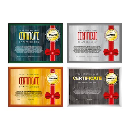 simsearch:400-06327746,k - Certificate design set with red ribbons and bows Stock Photo - Budget Royalty-Free & Subscription, Code: 400-08957133