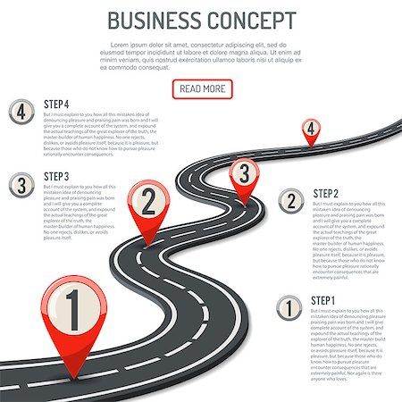 simsearch:400-08957399,k - Business Concept with Progress Pointer on marking road. flat style icons. isolated vector illustration Photographie de stock - Aubaine LD & Abonnement, Code: 400-08957399