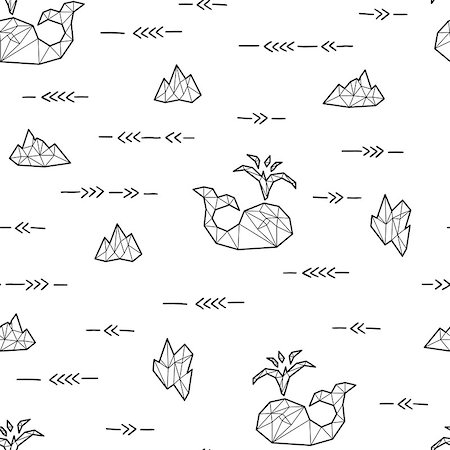 drawn baby - Seamless black and white kids tribal pattern with whales and arrows. Vector illustration. Stock Photo - Budget Royalty-Free & Subscription, Code: 400-08957454