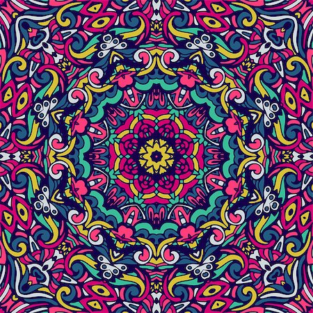 simsearch:400-08959581,k - Tribal indian ethnic seamless design. Festive colorful mandala pattern Stock Photo - Budget Royalty-Free & Subscription, Code: 400-08957531