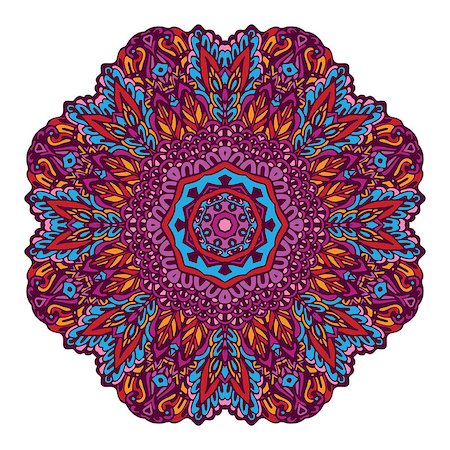 Vector floral mandala, oriental coloring design pattern. Colorful drawing ethnic tribal Stock Photo - Budget Royalty-Free & Subscription, Code: 400-08957540