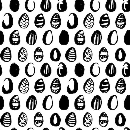 simsearch:400-08403491,k - Easter Egg Handdrawn Seamless Pattern. Vector Illustration of Grunge Tileable Background. Foto de stock - Super Valor sin royalties y Suscripción, Código: 400-08957609