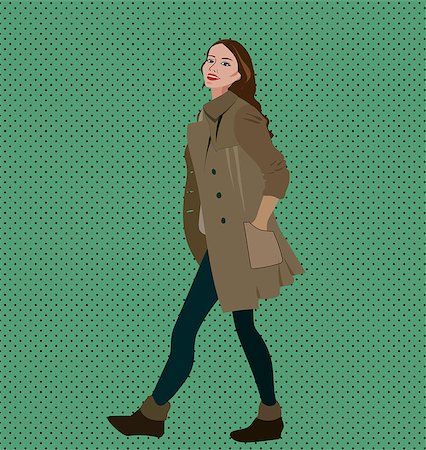 earring drawing - Glamorous lady in coat, vector fashion illustration Photographie de stock - Aubaine LD & Abonnement, Code: 400-08957717