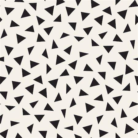 simsearch:400-08734089,k - Trendy Texture With Scattered Geometric Shapes.  Inspired by Memphis Design. Abstract Monochrome Background. Vector Seamless Pattern. Stockbilder - Microstock & Abonnement, Bildnummer: 400-08957766