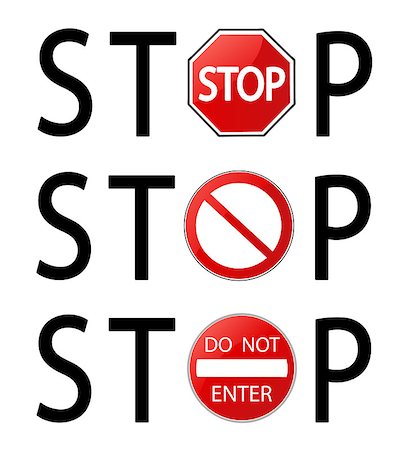 stop sign intersection - Stop sign vector illustration on white background Stock Photo - Budget Royalty-Free & Subscription, Code: 400-08958120