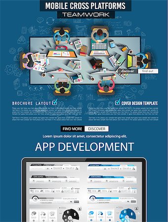 simsearch:400-08958146,k - Infograph Brochure template with hand drawn sketches and a lot of infographic design elements and mockups. Ideal forTeamwork ideas, branstorming sessions and generic business plan presentationsl. Photographie de stock - Aubaine LD & Abonnement, Code: 400-08958142