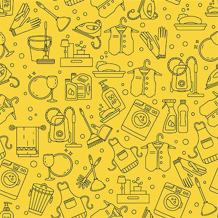 House cleaning seamless vector pattern. For cleaning companies, laundries and dry cleaners service. For textiles, web and print design. Stock Photo - Budget Royalty-Free & Subscription, Code: 400-08958194