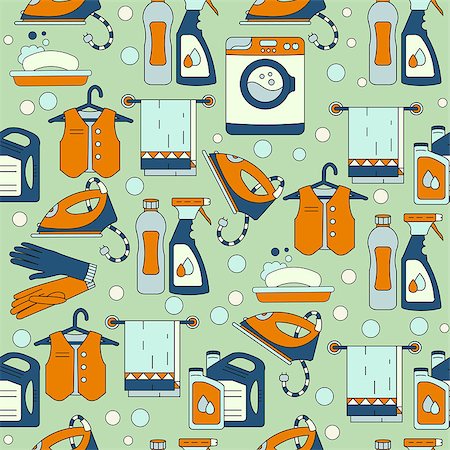 simsearch:659-06185563,k - House cleaning seamless vector pattern. For cleaning companies, laundries and dry cleaners service. For textiles, web and print design. Foto de stock - Super Valor sin royalties y Suscripción, Código: 400-08958195