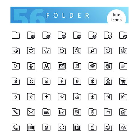 paper thin - Set of 56 folder line icons suitable for web, infographics and apps. Isolated on white background. Clipping paths included. Stock Photo - Budget Royalty-Free & Subscription, Code: 400-08958217