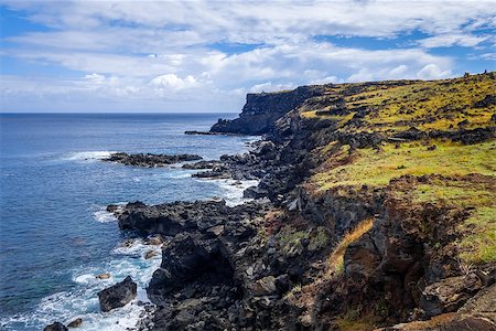 simsearch:400-09223812,k - Easter island cliffs and pacific ocean landscape, Chile Stock Photo - Budget Royalty-Free & Subscription, Code: 400-08958278
