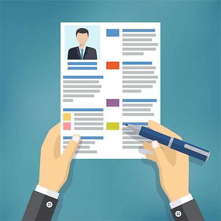 resume - Hands of businessman fill a resume or application form. Also available as a Vector in Adobe illustrator EPS 10 format. Stock Photo - Budget Royalty-Free & Subscription, Code: 400-08958319