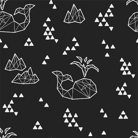 drawn baby - Seamless black and white kids tribal pattern with whales and triangles. Vector illustration. Stock Photo - Budget Royalty-Free & Subscription, Code: 400-08958434