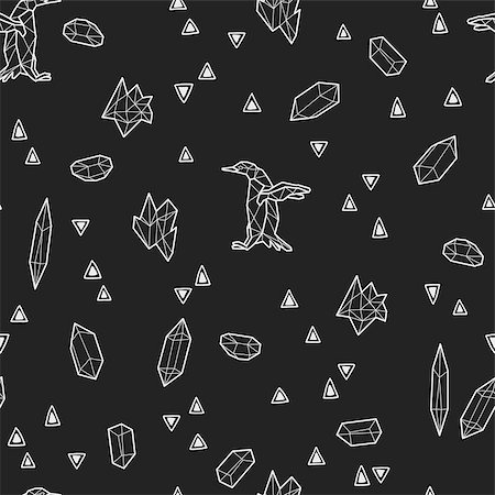 drawn baby - Seamless black and white kids tribal pattern with penguins and triangles. Vector illustration. Stock Photo - Budget Royalty-Free & Subscription, Code: 400-08958432