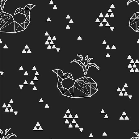 drawn baby - Seamless black and white kids tribal pattern with whales and triangles. Vector illustration. Stock Photo - Budget Royalty-Free & Subscription, Code: 400-08958433